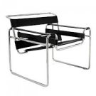 Black Leather Strap Modern Contemporary Wassily Steel Chair