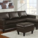 Leather Sectional Sofa Fusion Style Brown
