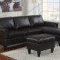 Leather Sectional Sofa Fusion Style Black