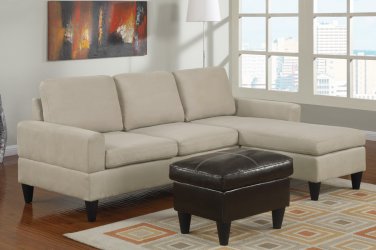 Microfiber Sectional Sofa Fusion Style Beige