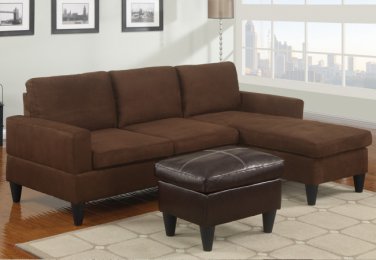 Microfiber Sectional Sofa Fusion Style Brown