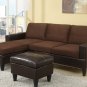 Sectional Sofa Combination Leather & Microfiber Fusion Style Brown