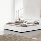 Modern Leather Logan Style Platform Queen Bed White