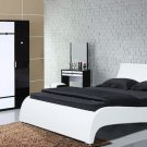 Modern Leather Platform Gaga King Bed w/ Side Tables