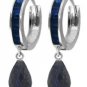 DD-3390Y: 14K GOLD DANGLING HUGGIE EARRINGS WITH NATURAL SAPPHIRES
