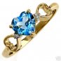 DD-R-1270Y: 14K. GOLD RING W/ NATURAL DIAMONDS & HEART BLUE TOPAZ