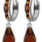 DD-3313: 14K.GOLD DANGLING WITH NATURAL GARNETS HOOP EARRINGS