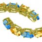 DD-3204Y: 14K.SOLID GOLD EARRINGS W/NATURAL  BLUE TOPAZ & CITRINE