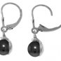 DD-3559W: 14K  LEVER BACK EARRINGS W/ NR. DIAMONDS & BLACK PEARLS