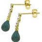DD-4066W: 14K. GOLD  EARRINGS WITH NATURAL DIAMONDS & EMERALDS