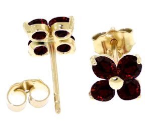 DD-2966Y: 14K. SOLID GOLD STUDS EARRINGS WITH NATURAL GARNETS
