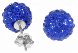 DD-4051: 14K. SOLID GOLD BLUE CUBIC ZIRCONIA BALL STUD EARRING