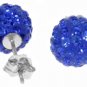DD-4051: 14K. SOLID GOLD BLUE CUBIC ZIRCONIA BALL STUD EARRING