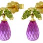 DD-2237Y: 14K SOLID GOLD NECKLACE W/NATURAL PINK TOPAZ & PERIDOTS