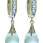 DD-2823W: 14K. GOLD DANGLING NATURAL BLUE TOPAZ HOOP EARRINGS