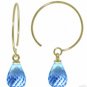 DD-2869Y: 14K. GOLD CIRCLE WIRE EARRINGS WITH DANGLING BLUE TOPAZ