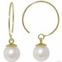 DD-2867Y: 14K. GOLD CIRCLE WIRE EARRING WITH DANGLING PEARLS