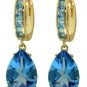 DD-2542Y: 14K SOLID GOLD HOOP EARRINGS WITH NATURAL BLUE TOPAZ