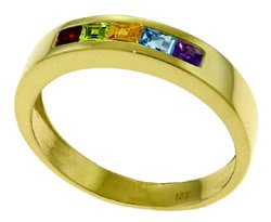DD-R-4017: 14K. SOLID GOLD RING WITH  NATURAL  MULTI GEMSTONES