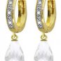 DD-3411W: 14K.WHITE GOLD DIAMONDS HUGGIE EARRING WITH WHITE TOPAZ