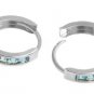 DD-1048W: 14K. WHITE GOLD HUGGIE EARRINGS WITH NATURAL BLUE TOPAZ