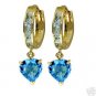 DD-1808Y: 14K. SOLID GOLD HOOP EARRINGS W/ NATURAL BLUE TOPAZ