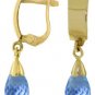 DD-R-2636Y: 14K. SOLID GOLD RING WITH DANGLING BRIOLETTE BLUE TOPAZ
