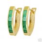 DD-1059Y:  14K  HOOP HUGGIE EARRINGS NATURAL EMERALD GEM 0.80 CTW