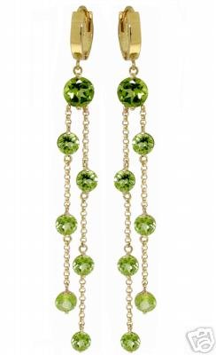 DD-1200: 14K SOLID GOLD CHANDELIERS EARRINGS W/ NATURAL PERIDOTS