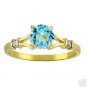 14K. GOLD RING WITH NATURAL DIAMONDS & ROUND BLUE TOPAZ