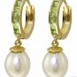 DD-2730Y: 14K GOLD HOOP EARRINGS WITH NATURAL PERIDOTS & PEARLS