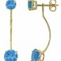 DD-2124Y: 14K. SOLID GOLD STUD-DROP EARRINGS NATURAL BLUE TOPAZ