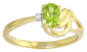 DD-R-1241Y: 14K. SOLID GOLD RING WITH NATURAL DIAMOND & PERIDOT