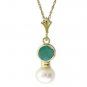 DD-2038Y: 14K DANGLING HUGGIE EARRINGS NATURAL EMERALD & PEARLS