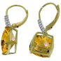 DD-2962Y: 14K.GOLD LEVER BACK EARRINGS W/NR. DIAMONDS & CITRINES