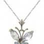 DD-R-2381W: 14K. SOLID WHITE GOLD BUTTERFLY RING WITH AQUAMARINES