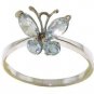 DD-R-2381W: 14K. SOLID WHITE GOLD BUTTERFLY RING WITH AQUAMARINES