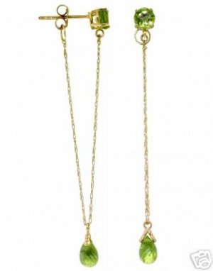 DD-1508Y: 14K SOLID GOLD CHANDELIER EARRINGS W/ NATURAL PERIDOTS