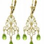 DD-1643Y: 14K. SOLID GOLD CHANDELIERS NATURAL PERIDOT EARRINGS