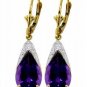 DD-1492Y:14K. GOLD LEVER BACK EARRINGS NATURAL13x9 mm AMETHYST