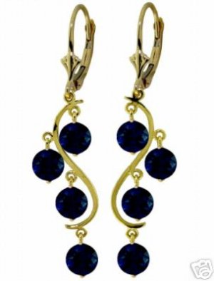 DD-2093Y: 14K. SOLID GOLD CHANDELIERS EARRINGS NATURAL SAPPHIRES