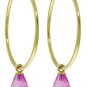 DD-3753: 14K. SOLID GOLD HOOP EARRINGS WITH DANGLING PINK TOPAZ