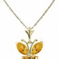 DD-1827Y: 14K. SOLID GOLD BUTTERFLY NECKLACE W/ NATURAL CITRINE