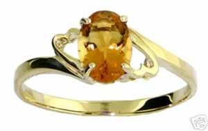 DD-2761Y: 14K. SOLID GOLD RING WITH  NATURAL OVAL CITRINE