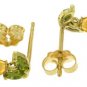 DD-3077Y: 14K. SOLID GOLD STUD EARRINGS WITH PERIDOT & CITRINES
