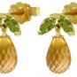 DD-3077Y: 14K. SOLID GOLD STUD EARRINGS WITH PERIDOT & CITRINES