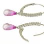 DD-2791W: 14K.GOLD LEVER BACK EARRINGS W/NR. DIAMOND & PINK TOPAZ