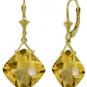 DD-3863W: 14K. LEVER BACK EARRINGS WITH CHECKERBOARD CUT CITRINES