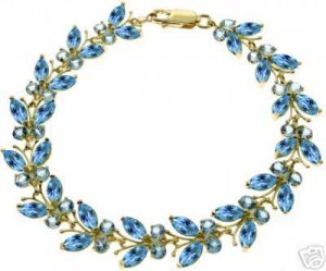 DD-B-2631Y: 14K. SOLID GOLD BUTTERFLY  BRACELET WITH  BLUE TOPAZ