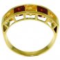 14K. SOLID GOLD RING WITH  NATURAL CITRINES & GARNETS